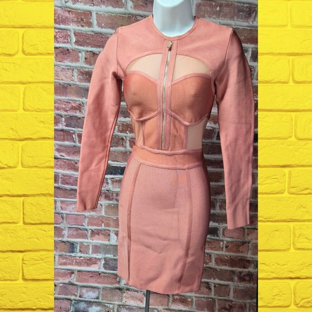 House Of Cb London Women's Coral Long-Sleeve Cutout Bodycon Dress